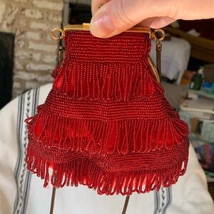 La Regale Small Red Beaded Women's Bag